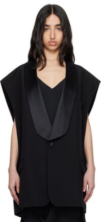 MM6 Maison Margiela Black Satin Lapel Vest