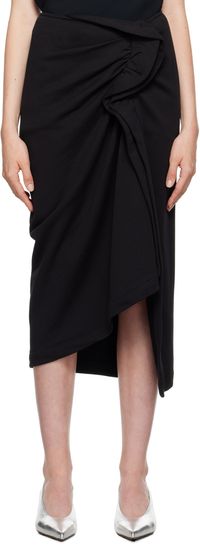 Dries Van Noten Black Terry Midi Skirt