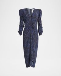 Albini Mosaic Ruched Stretch Silk Dress