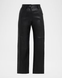 Straight-Leg Leather Pants