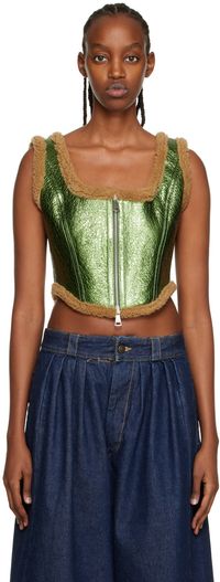 Jean Paul Gaultier Green 'The Laminated' Leather Tank Top