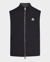 Men's Full-Zip Leather-Emblem Vest