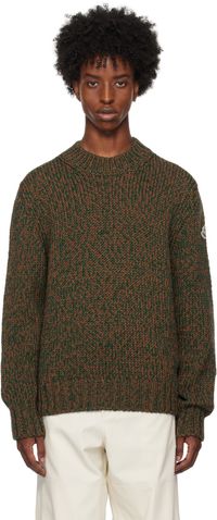 Moncler Green & Brown Mouliné Virgin Wool Sweater