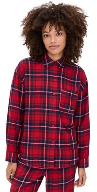 Z Supply River Plaid Button Up Haute Red S