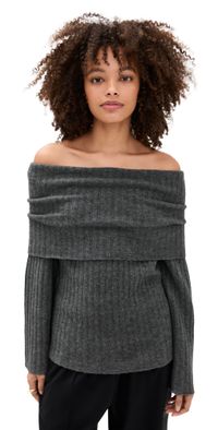 Theory Off the Shoulder Bell Sweater Charcoal L