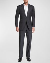 Men's Two-Piece Solid Wool Suit