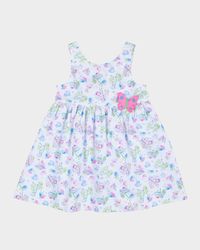 Girl's Butterfly-Print Dress W/ Applique, Size 12M-18M