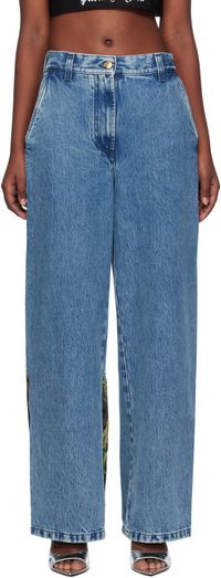Palm Angels Blue Baggy Jungle Insert Jeans