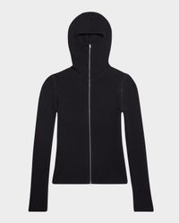 Men's Ribbed Zip-Shoulder Balaclava Sweater