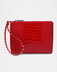 Cabata Mini Pouch Bag in Croc-Embossed Leather