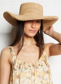 Ibeliv - Chapeau rond en raphia - Taille Unique - Beige