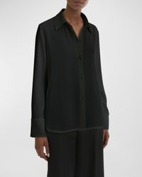 Pearly Long-Sleeve Button-Front Shirt