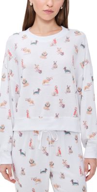 Z Supply Cozy Up Pup Long Sleeve Top White S