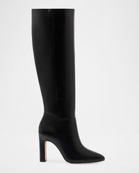 Cindy Leather Block-Heel Knee Boots