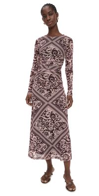 MINKPINK Lumi Mesh Midi Dress Chocolate XS