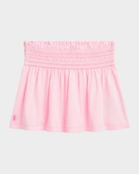 Girl's Jersey Smocked-Waistband Ruffle Skirt, Size 2-6X