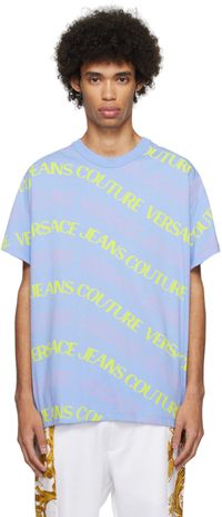 Versace Jeans Couture T-shirt bleu à motif à logo en tricot jacquard