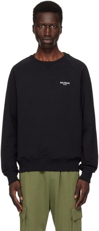 Balmain Black 'Balmain Paris' Flocked Sweatshirt