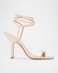 Nudist Metallic Leather Stiletto Wrap Sandals