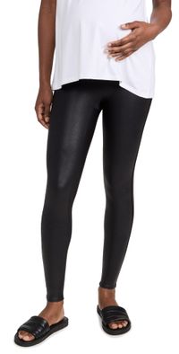 SPANX Mama Faux Leather Leggings Very Black XS