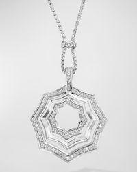 Stax Pendant Necklace with Diamonds in Silver, 38mm