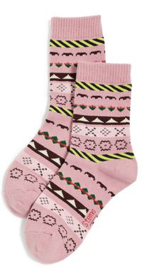 Stems Leah Striped Winter Socks Pink One Size