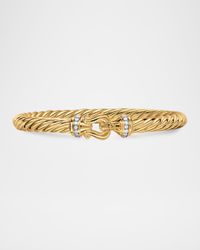 Cablespira Buckle Bracelet with Diamonds in 18K Gold, 6mm
