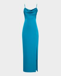 Ciara Cowl-Neck Satin Column Gown