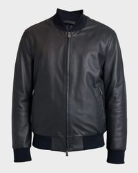 Men's Classic Leather Bomber Jacket
