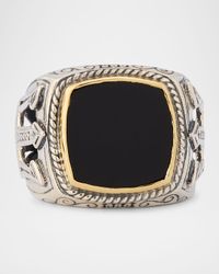 Men's Sterling Silver and 18K Gold Black Onyx Signet Ring