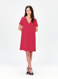 Caroll - Robe courte Col V - Taille 46 - Rouge
