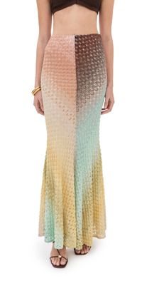 Missoni Long Metallic Skirt Multi Brown/Green/Light Blue 44