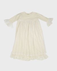 Girl's Mary Catherine Ruffle Lace Nightgown w/ Bonnet, Size 0-3M
