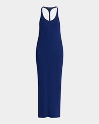 Ribbed Knit Racerback Midi Tank Dress