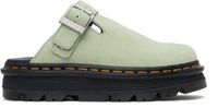 Dr. Martens Green Zebzag Suede Slingback Platform Slip-On Loafers