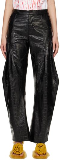 Puppets and Puppets Black Elliot Faux-Leather Trousers