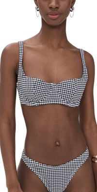 Good American Gingham Balconette Black Gingham L