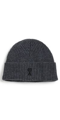AMI Felted Beanie Gris Chine/Noir One Size
