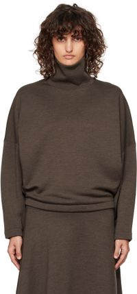 LEMAIRE Pull molletonné brun à col roulé