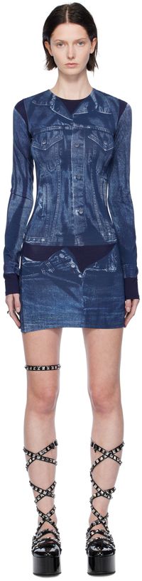 Jean Paul Gaultier Navy Trompe L'oeil Minidress