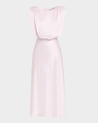 Floral Sleeveless Satin Midi Dress