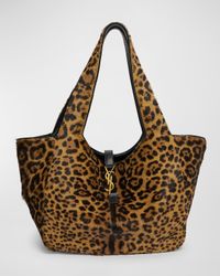 Bea YSL Leopard-Print Tote Bag in Calf Hair and Leather