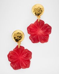 Ruby Quartz Flower Drop Earrings