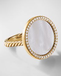 DY Elements Ring with Gemstone and Diamonds in 18K Gold, 18mm