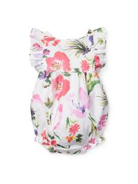 Baby Girl's Gardens of Giverny Bubble Romper - White - Size 18 Months