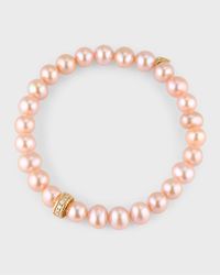 8mm Diamond Rondelle Freshwater Pearl Bracelet