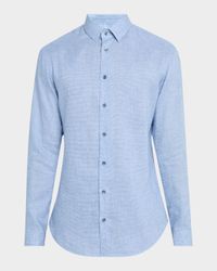 Men's Micro-Houndstooth Linen Sport Shirt