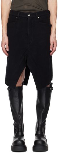 Rick Owens Black Lodenette Skirt