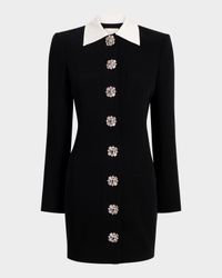 Sheryl Tailored Crystal-Button Mini Dress