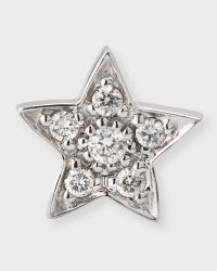 14k White Gold Pave Star Stud Earring, Single